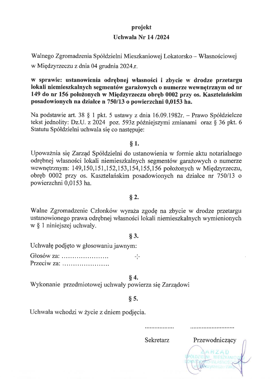Uchwała nr 14