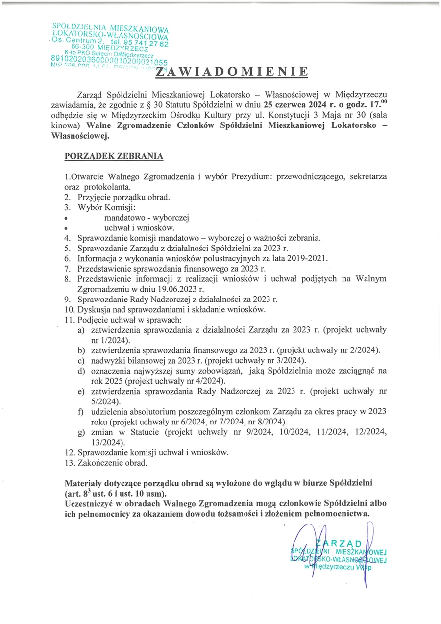 zawiadomienie 31 05 2024